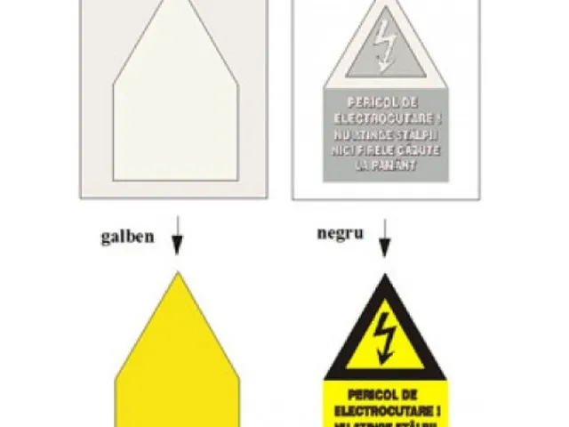 Șablon în două straturi pentru indicator: mască pentru fondul galben și pictogramă cu text